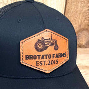 Custom Tractor Leather Patch Mesh Snapback Trucker Hat