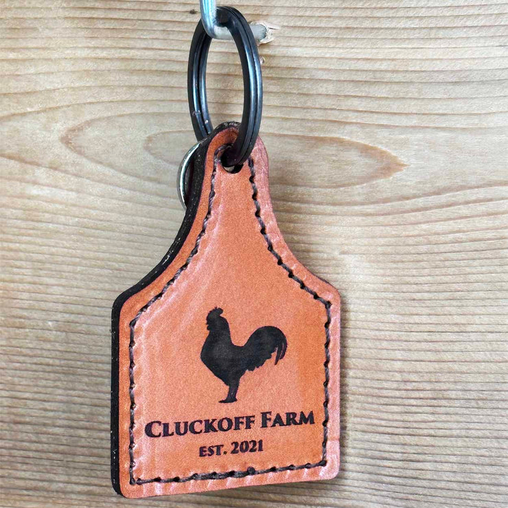 Chicken Personalized Cattle Tag Keychain