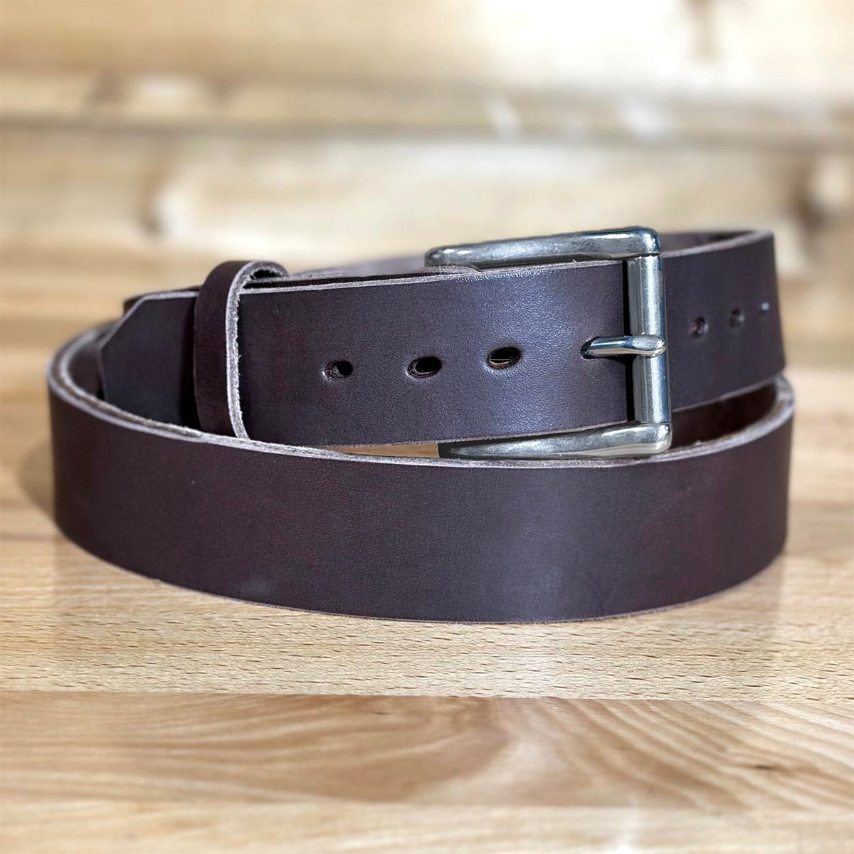 Full Grain Leather Belt For Men Stainless Steel Buckle Black Brown