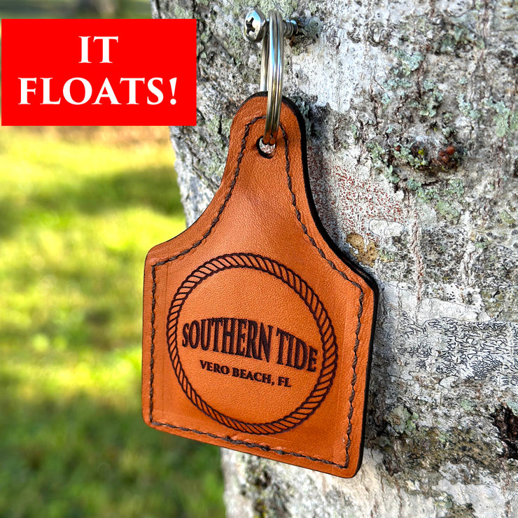Custom Dock Rope Boat Cattle Tag Floating Leather Keychain