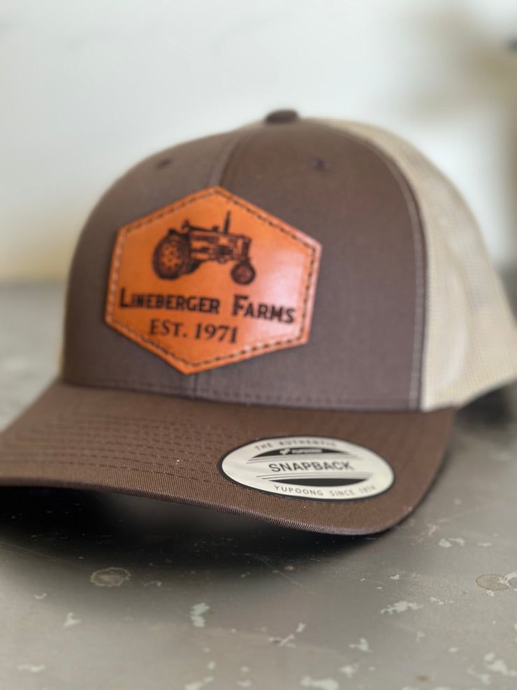 Custom Tractor Leather Patch Mesh Snapback Trucker Hat