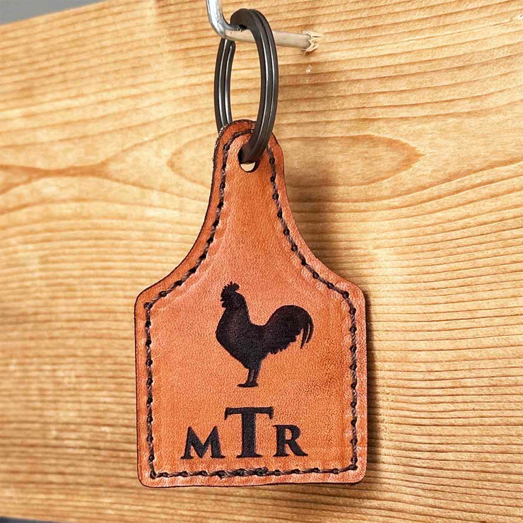 Chicken Personalized Cattle Tag Keychain