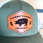 Custom Hog Farm Leather Patch Trucker Hat