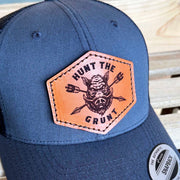 Custom Hog Hunt Leather Patch Mesh Snapback Trucker Hat