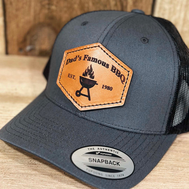 Custom Barbeque Leather Patch Mesh Snapback Trucker Hat