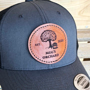 Custom Apple Tree Leather Patch Mesh Snapback Trucker Hat