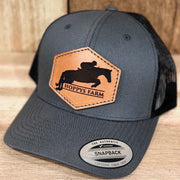 Jumping Horse Custom Farm Leather Patch Mesh Snapback Trucker Hat