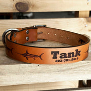 Swordfish |  Forge Etched Leather Dog Collar