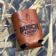 Busch Light Quack One Open Koozie - Genuine Leather Drink Coolie