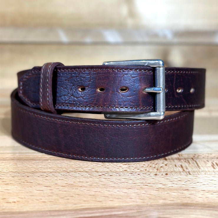 Men’s High Caliber Belt - Walnut Bison with Stainless Buckle