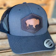 Bison Double Layer Leather Patch Hat