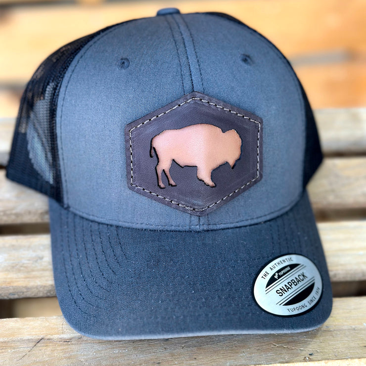 Bison Double Layer Leather Patch Hat