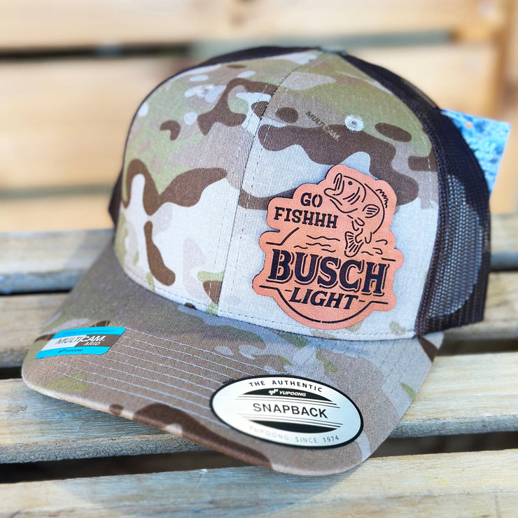 Go Fishhh Busch Light Leather Patch Hat