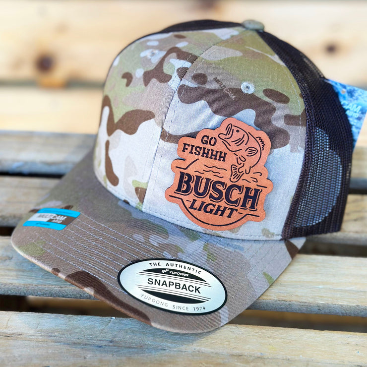Go Fishhh Busch Light Leather Patch Hat