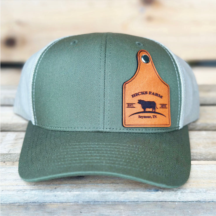Custom Logo Cattle Ear Tag Leather Patch Hat