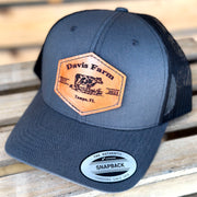 Custom Dairy Cow Leather Patch Mesh Snapback Trucker Hat