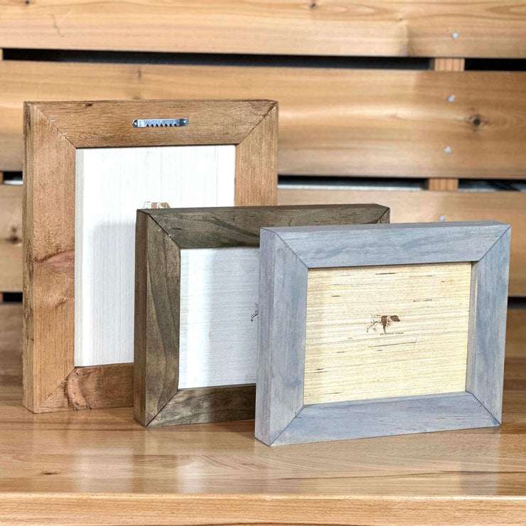Personalized Etched Wood Photo |  6x8 Smoke Grey Pine Frame