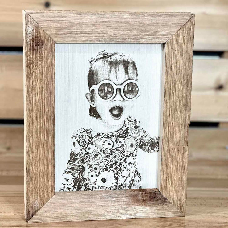Personalized Etched Wood Photo |  6x8 Cedar Frame