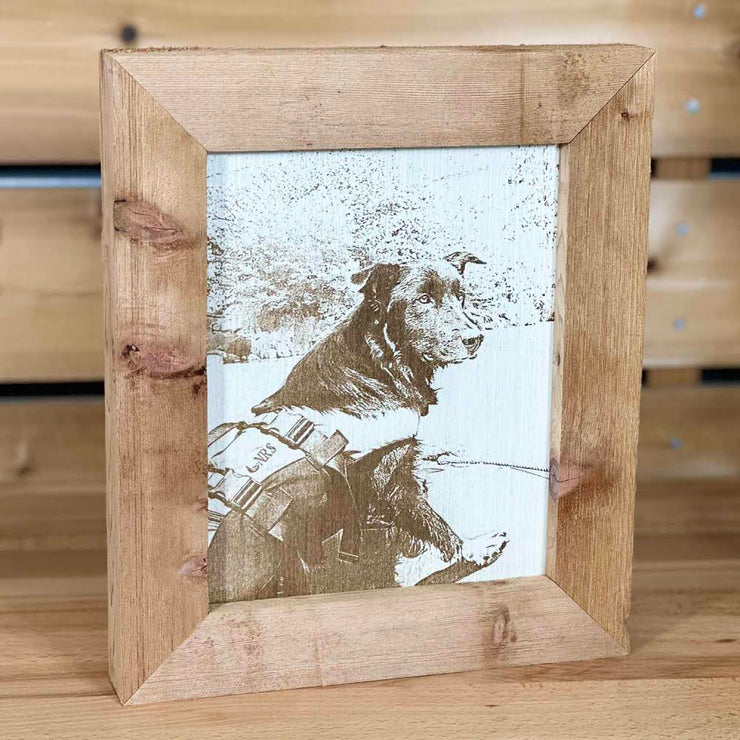 Personalized Etched Wood Photo |  6x8 Cedar Frame