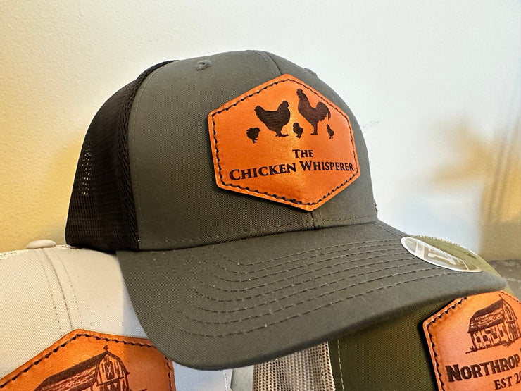 The Chicken Whisperer Leather Patch Snapback Trucker Hat
